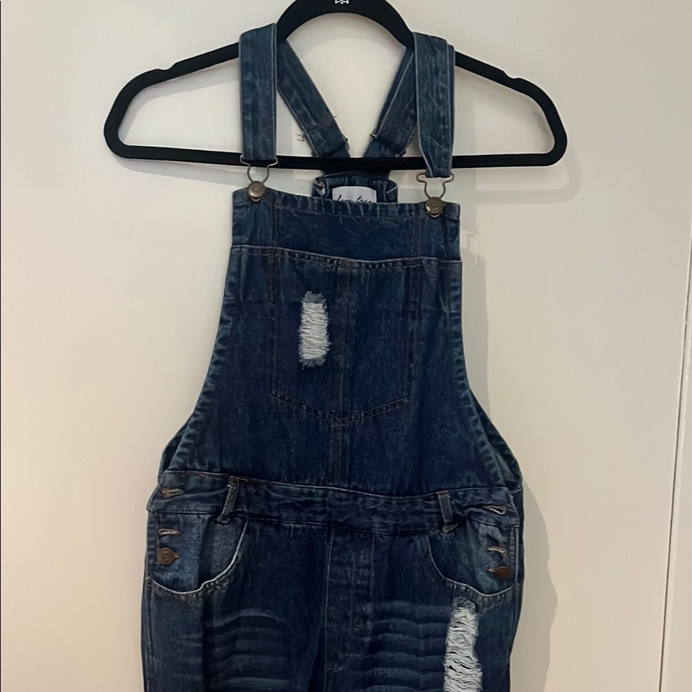 Distressed Denim Overalls